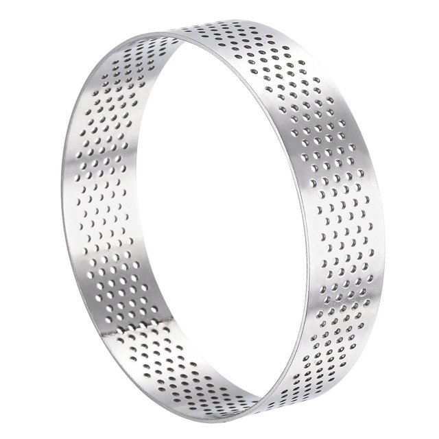 Inoxidable Acero Pequeño Pastel Anillos, Perforado Pastel Mousse Anillo Cocina Hornear Calor Resistente 3,1 Diámetro, 0,8 Altura, para Pastel Postre Galleta Chocolate, Plata