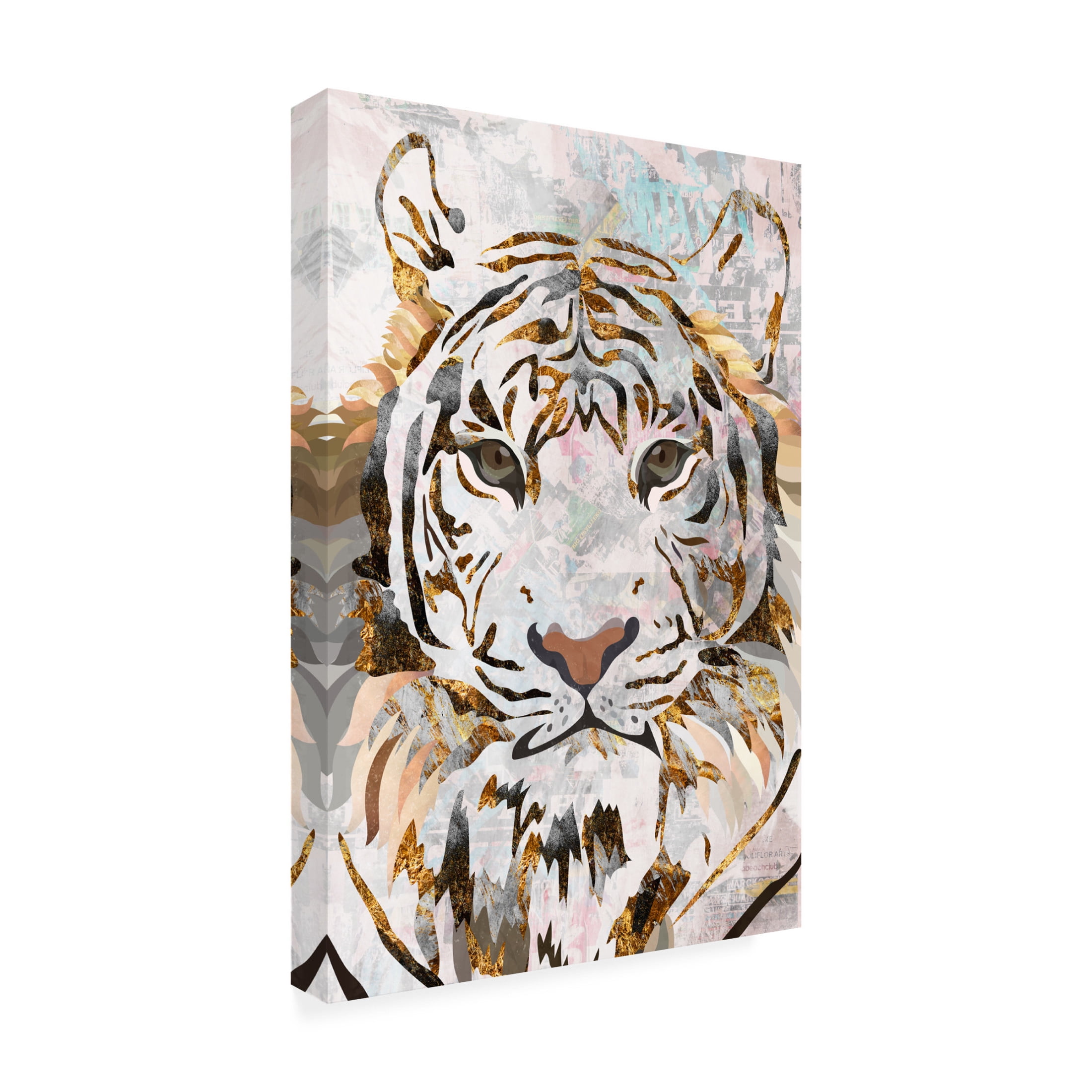 Trademark Fine Art Sarah Manovski Grunge Gold Tiger Canvas Wall Art