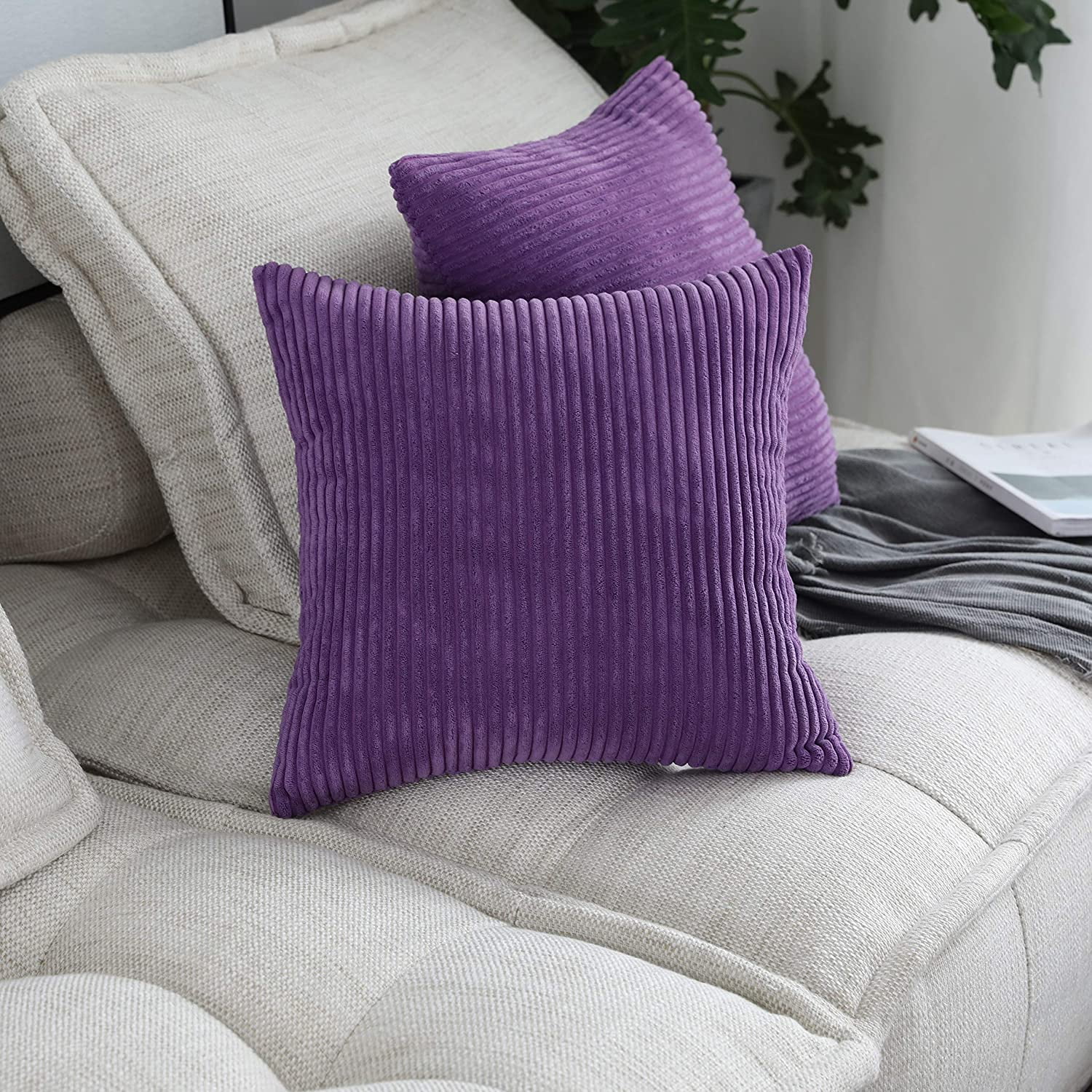 Twinkle Chenille Plum/ Lilac/ Aubergine Stripe Cushion Cover Come's In 2 Sizes 