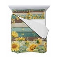 thumbnail image 7 of Quilts Twin-XL Size Bedding Set, Sunflower Lightweight Quilted Comforter, Summer Eucalyptus Botanical Floral Teal Brown Wood Soft Bedspread Coverlet with Pillow Covers for All Season, 68" x 98", 7 of 7