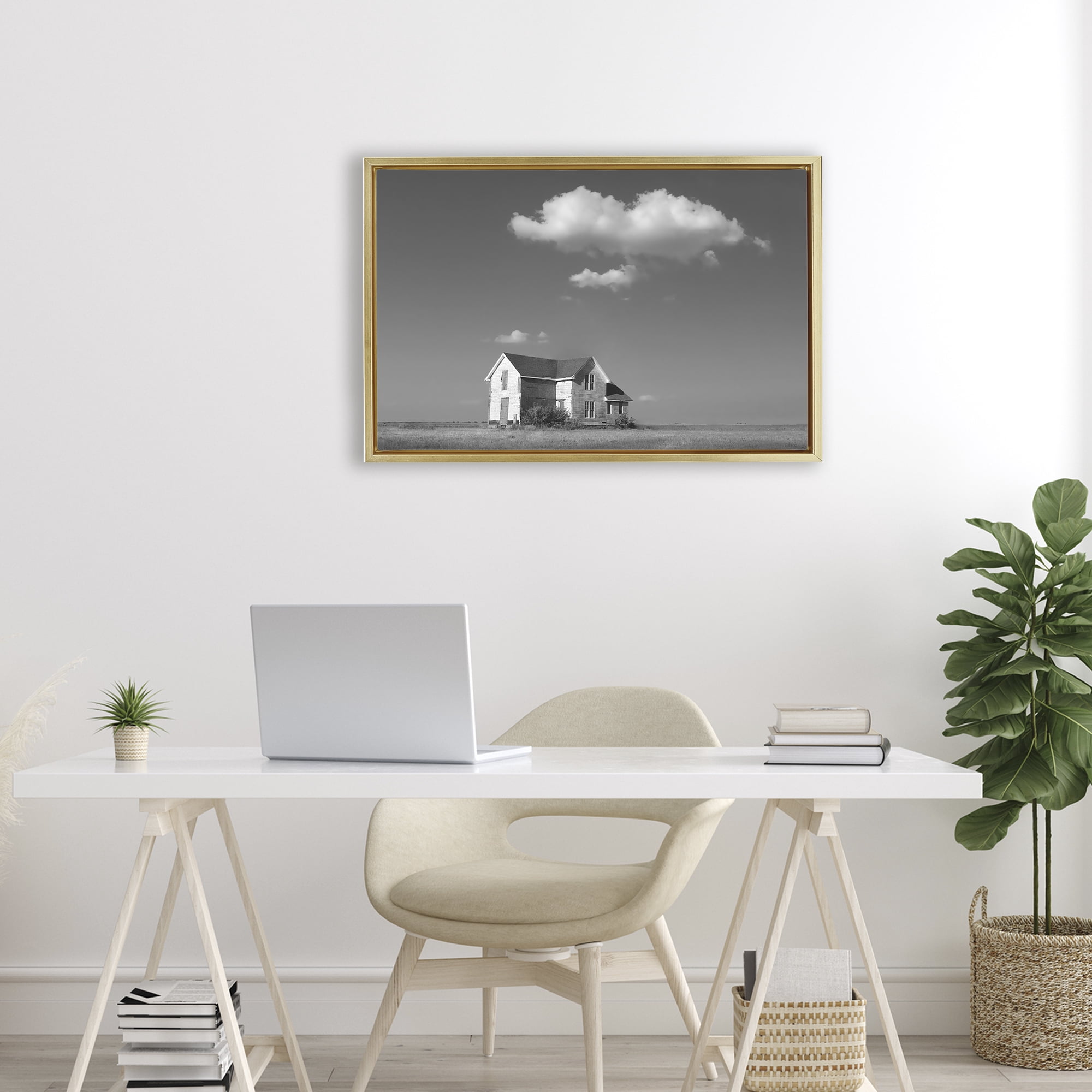 Stupell Industries Solitary Erstwhile Cottage Gold Framed Floater Canvas Wall Art, design by Steve Toole