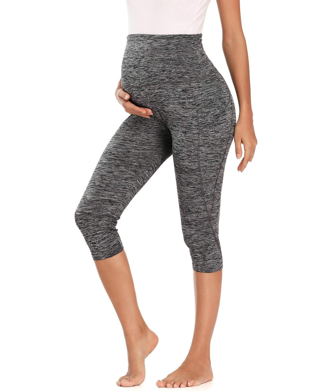 Ecavus Women's Maternity Yoga Pants with Pockets Over Bump Active Leggings Workout Athletic Full Length Pregnancy Pants 