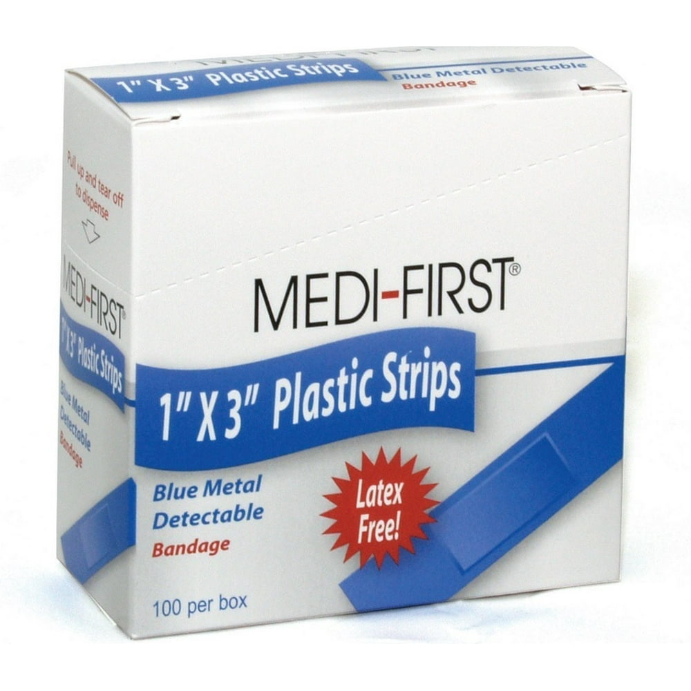 Medique MediFirst Blue Metal Detectable Bandages, 1 x 3 Inch Woven