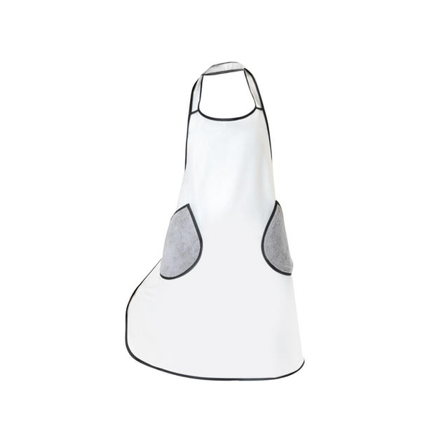 Delantal de chef, delantal de cocina con bolsillos para secarse las manos, delantal ligero de jardinería Blanco