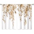 thumbnail image 6 of Eucalyptus Botanical Leaves Floral Kitchen Window Curtains Over Sink Farmhouse Flower Leaf Small Window Treatment Tan Floral Cafe Short Curtains for Bathroom Treatment Tier Drapes 26x36 inch, 6 of 6