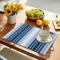 thumbnail image 5 of Placemats Set of 6, Dark Blue Striped Place Mats Ombre Vertical Stripes Tablemats Washable Placemat Table Decoration for Kitchen Table Dinner Party Home Decor Indoor Outdoor 13x19 Inch, 5 of 9