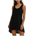 thumbnail image 2 of Plus Size Beach Dresses for Womens 2026 Fashion Summer Solid Color Round Neck T-shirt Beach Dresses Vacation Bathing Suit Cover Up Swimsuit Coverup Dress, 2 of 8