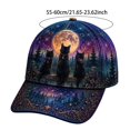 thumbnail image 3 of 3D Halloween Embroidered Baseball Cap,Three Black Cat Fence Moon Design Adjustable Sun Hat for Unisex,for Fall Halloween Holiday Party Outdoor Daily Wear, 3 of 4