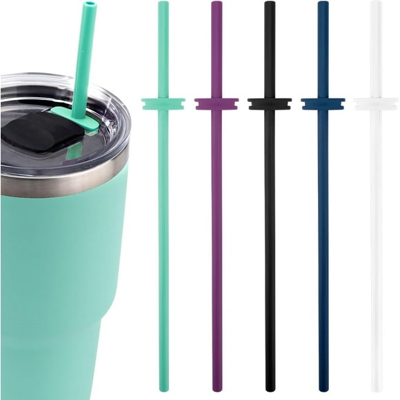 5pcs Silicone Straws for Yeti Rambler 30/20/10oz Tumbler With Magslider Lid - Reusable BPA-Free Straw Replacement Cup Accessories (5 Colors)