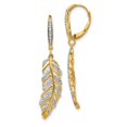 thumbnail image 1 of Quality Gold EM3911-035-YA 14K Diamond Fancy Feather Leverback Earrings, 1 of 1