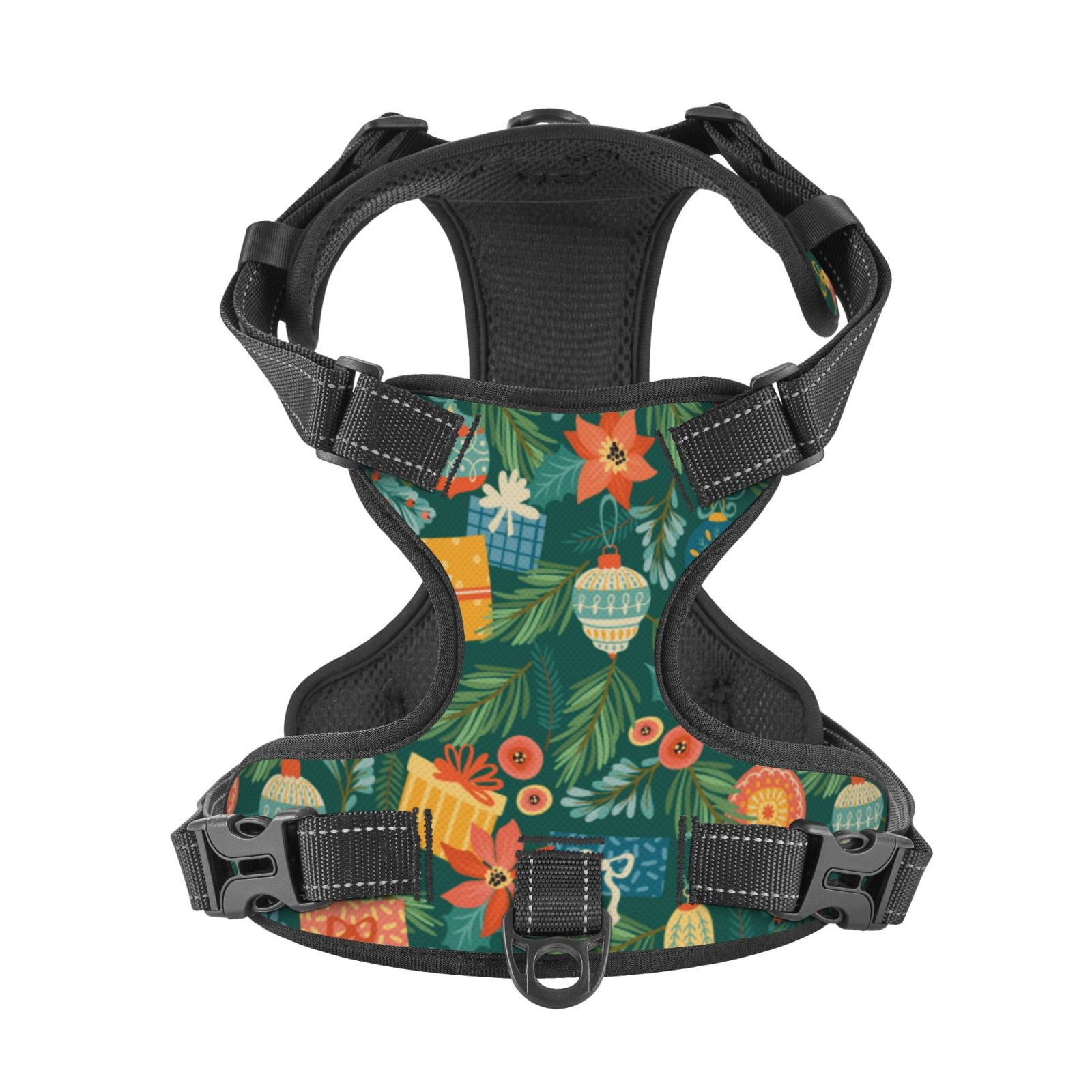 Kdxio Merry Christmas Print No Pull Dog Harness Adjustable Reflective Oxford Easy Control Medium Large Dog Harness for Training and Everyday-Large