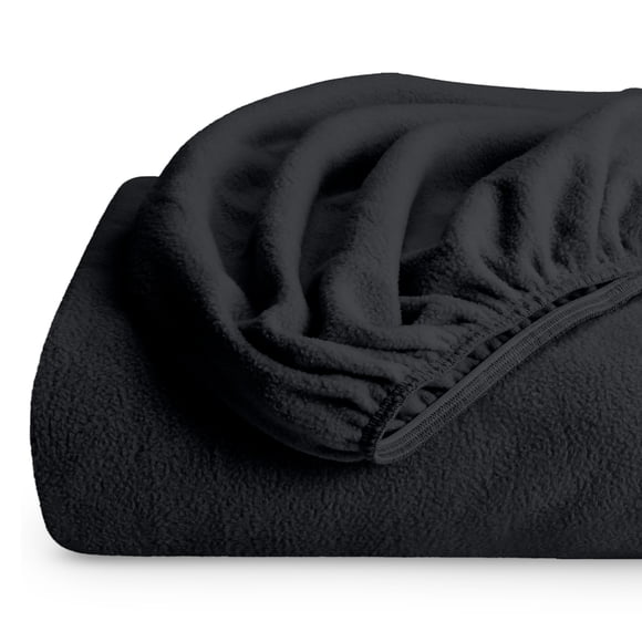 Sábana Ajustable Bare Home Vellón Acogedor Polar Extra Suave Queen Color Negro