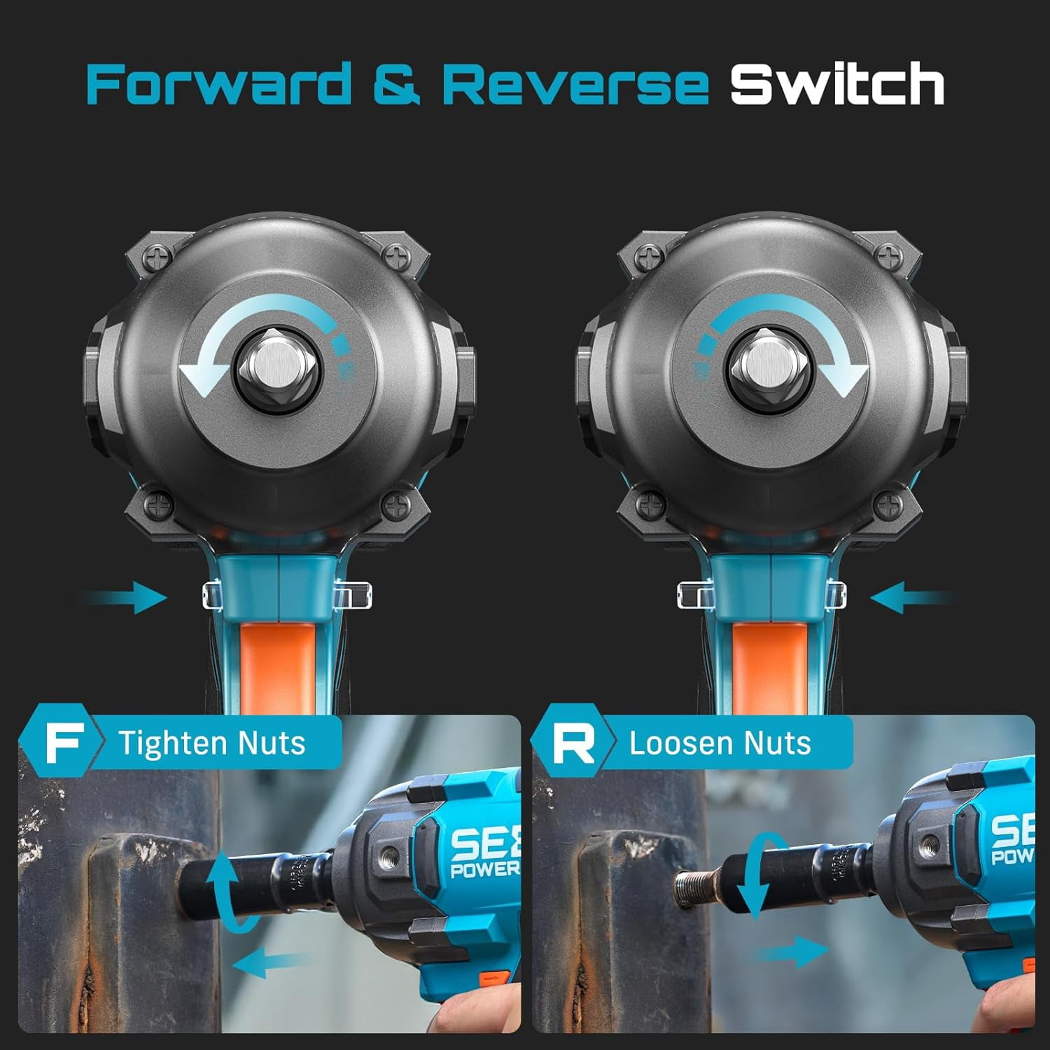 Seesii Brushless Cordless Impact Wrench 885Ft-lbs (1200N·m) 1/2" Impact Gun with Auxiliary Handle, 21V High Torque Power Impact Driver 2x 4.0Ah Battery