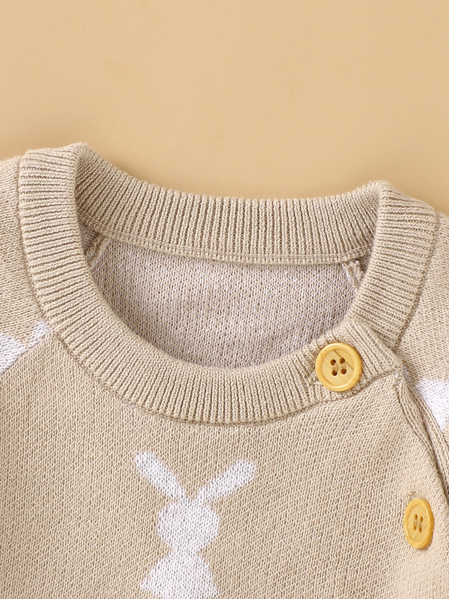 wsevypo Newborn Baby Bunny Romper Infant Knited Easter Outfits Long Sleeve Jumpsuit for Boys Girls One Piece Overall
