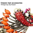 thumbnail image 4 of Dinheiro Pasador francés con diamantes de imitación en forma de pavo real para mujer, accesorios para el cabello retro para mujeres y niñas, 4 of 5