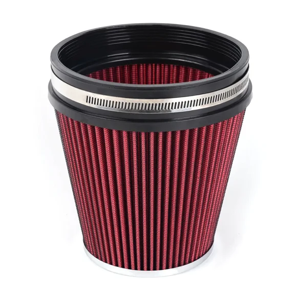 RED 6" 152 mm Inlet Short Truck Cold Air Cone Replacement Performance Washable Clamp-On Dry Air Filter (6" Tall)