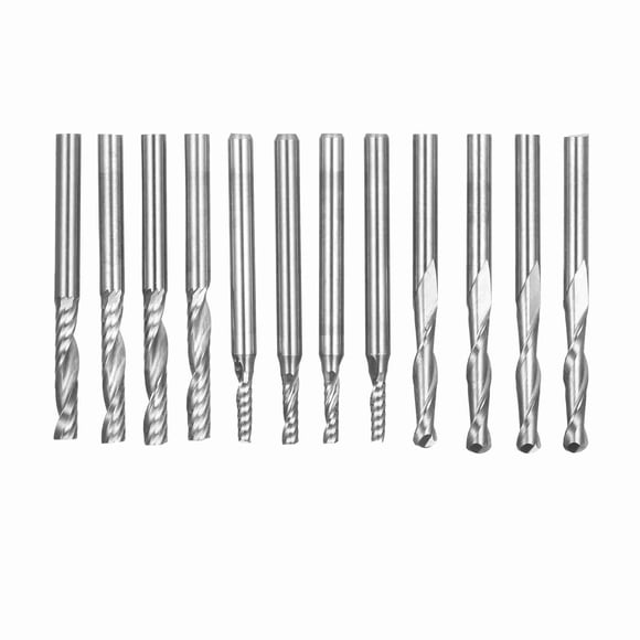 End Mills, 12pcs End Mill Set End Mill with 5 Sizes for Woodworking Drilling Carving Engraving