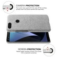 thumbnail image 4 of Funda de cuero con patrón de tela para teléfono, funda protectora anticaídas, compatible con Google Pixel 3 (gris claro), 4 of 6