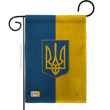 Breeze Decor BD-CY-G-108192-IP-DB-D-US14-BD 13 x 18.5 in. Ukraine Burlap Flags of the World Nationality Impressions Decorative Vertical Double Sided Garden Flag