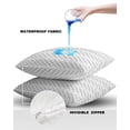 thumbnail image 4 of Pack of 2 Outdoor Pillow Covers, White Geometric Texture Waterproof Square Throw Pillowcase Cushion Decorative Pillow Covers for Couch Patio Tent, 24x24 in, 4 of 6