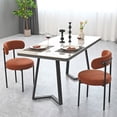 thumbnail image 3 of FuxinDecor Velvet Round Dining Chairs Set of 2,Modern Boucle Upholstered Kitchen Chairs,Curved Backrest Chairs, 3 of 9