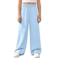 thumbnail image 2 of Girls Wide Leg Pants Elastic Waist Loose Fit Flowy Trousers Casual Lounge Summer Lightweight Relaxed Dance Sweatpants Flattering Playwear with Pockets, 2 of 6