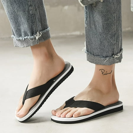 

Egmy Men S Summer Beach Breathable Shoes Sandals Home Slipper Flip-Flops Flat Shoes Black 42