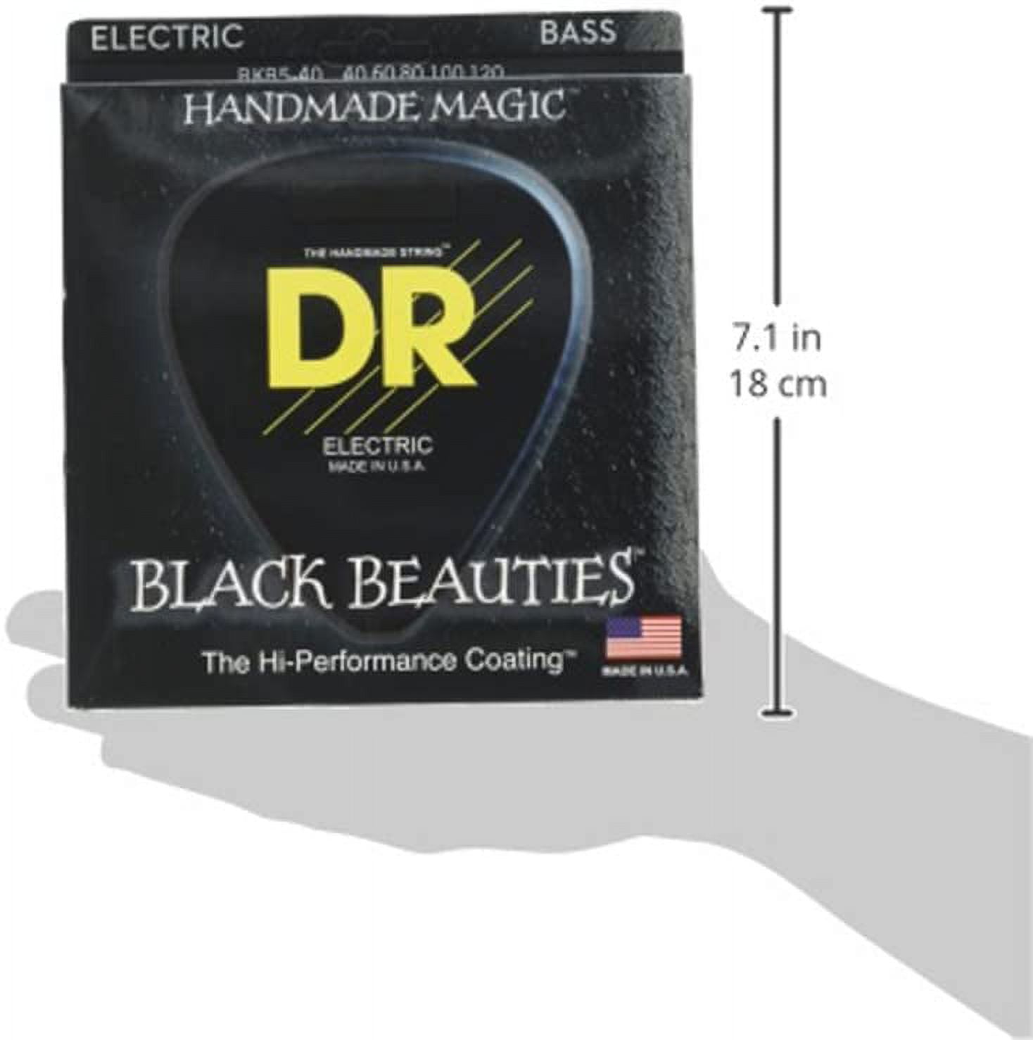 DR Strings Black Beauties Bass Strings with 5 Light 40-120, Black