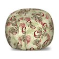 thumbnail image 1 of Peacock Storage Toy Bag Chair, Winter Pattern Peacocks Snowflakes Floral Paisley Ornate, Stuffed Animal Organizer Washable Bag, Small Size, Ruby Olive Green Cream, by Ambesonne, 1 of 3