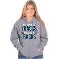 thumbnail image 4 of Finding Tracks Taking Racks Hunting Unisex Fleece Graphic Zip Up Hoodie Brisco Brands 3X, 4 of 5