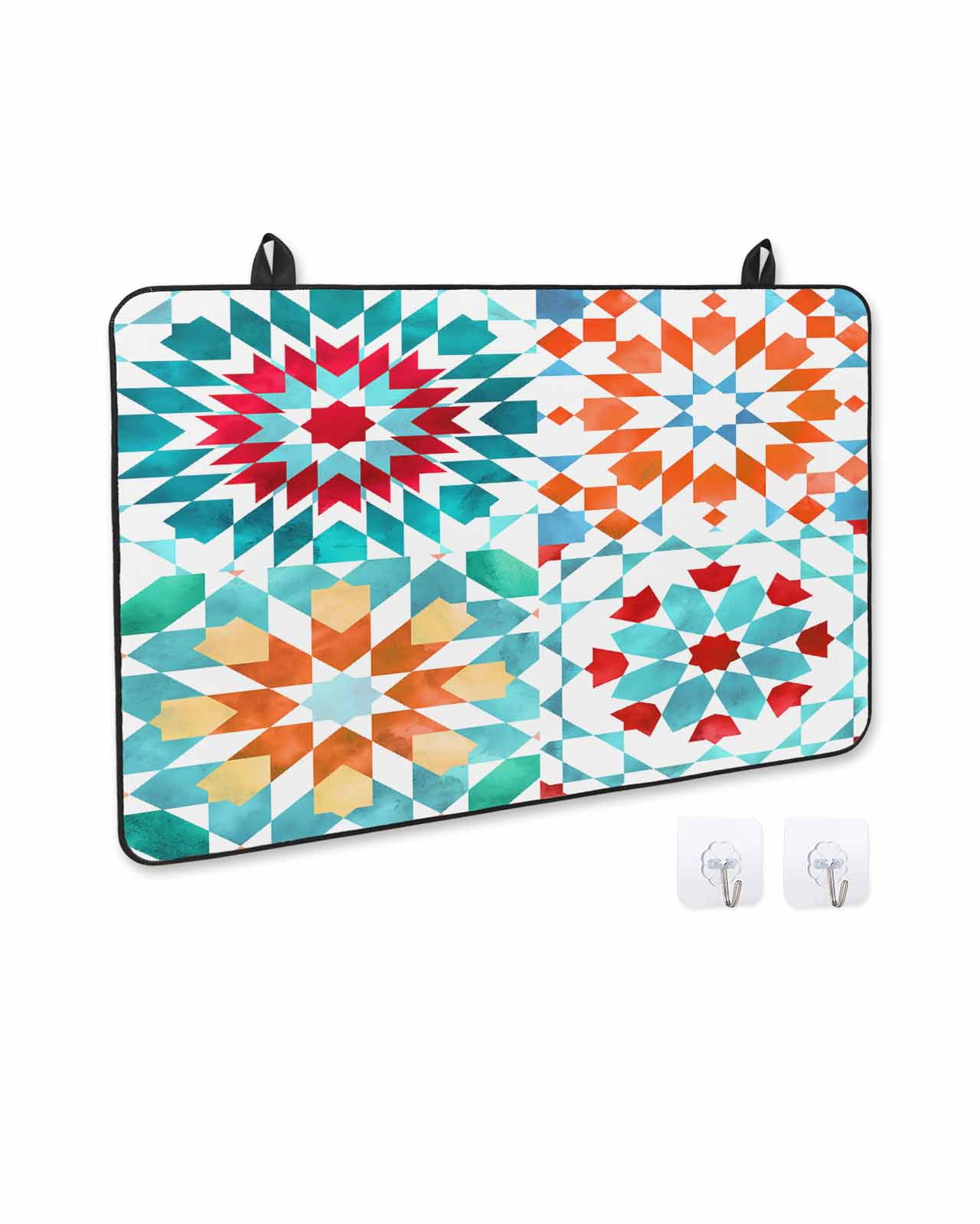 nqOlkjepod Large Induction Cooktop Protector Mat 24"x21", Colorful Boho Geometric Stove Top Covers for Electric Stove, Bohemian Ethnic Abstract Art Stove Burner Cover Mats, Glass Top Stove Cover