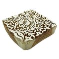 thumbnail image 4 of Bloc d'Impression Fait Main Tampon Textile Timbres en Bois Indiens Tampon Floral Brun, 4 of 4