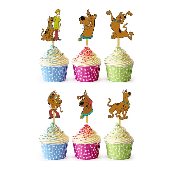 24x Mystery Pup Dog OLF24 Cupcake Toppers - Strong Picks Happy Birthday Décor, Cupcake Decorations for Kids' Birthdays