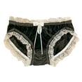 thumbnail image 2 of Elainilye Fashion Panties for Women Sexy Breathable Comfortable Soft and Sexy Lace Satin Underwear Briefs Panties,Black, 2 of 6