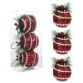thumbnail image 2 of ToyKingdee Christmas Plaid Ball Ornaments - Black & Red Buffalo Plaid Fabric Ball Ornaments with Pine Cones and Greenery, Plaid Christmas Tree Hanging Balls Ornament, 2 of 6