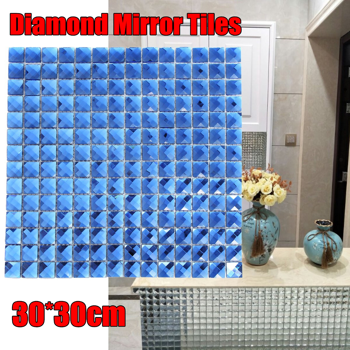 11 Sheet Clear Mirror Tile Crystal Diamond Bevel Glass Backsplash Ktv Bar Walmart Canada