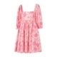 thumbnail image 4 of VISgogo Vestido corto femenino, cuello cuadrado de color sólido, manga corta abullonada, corte bajo, de una pieza para verano, rosa/amarillo, S/M/L/XL/XXL VISgogo  moda, 4 of 9