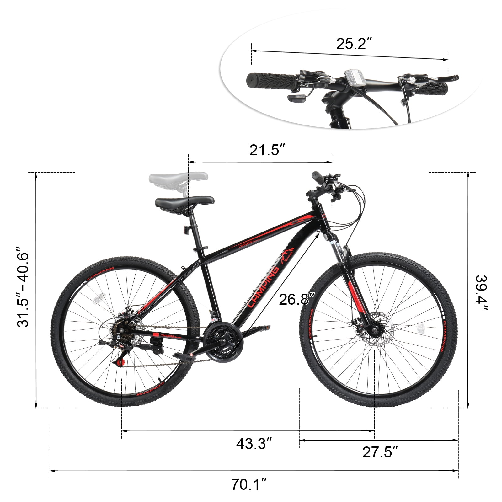 UBesGoo 27.5in Mountain Bike 21 Speed for Adult with Disc Brakes & Suspension, Black