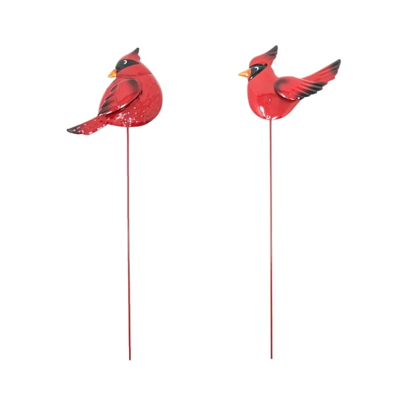Cardinal Garden Metal Stakes – 2 pcs Bird Decor for Outdoor Gardens, Lawn Displays, Flower Beds & Indoor Plant Pots – Beautiful Nature-Inspired Gift for Gardeners, Bird Watchers, and Wildlife Lovers