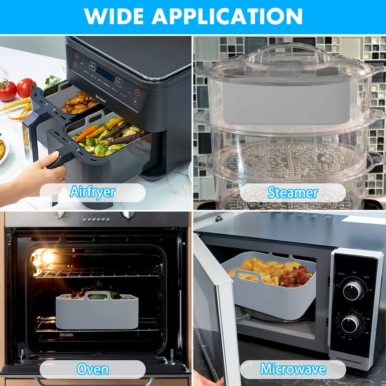 Air Fryer Silicone Large Square Rectangle Mat Non-stick Practical  Dishwasher Safe Tray for Air Fryer Steamer Oven Gray Square