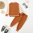 thumbnail image 3 of Kucnuzki 2T Toddler Boy Outfits 3T Toddler Boy Set Long Sleeve Baseball Uniform + Pants 2pcs Baby Boy Pant Sets Fall Winter Brown, 3 of 10