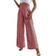 thumbnail image 3 of Pantalones acampanados sueltos para mujer, pantalones elásticos de cintura alta con estampado floral, pantalones informales de pierna ancha acampanada para viajes diarios y citas, Rojo M, 3 of 6