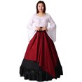 thumbnail image 4 of GRACEART Costume Women Medieval Peasant Dress Trumpet Sleeve Victorian Ren Faire Shirt and Skirt, 4 of 5