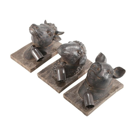 Sagebrook Home Pig Head With Bell Wall Plaque