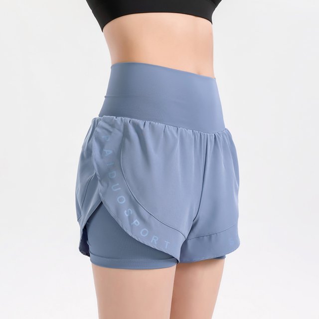 Yeacher Women 2-in-1 Sports Shorts High Waist Print Quick-drying Breathable Running Fitness Sportswear