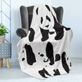 thumbnail image 4 of Zoo Soft Flannel Fleece Throw Blanket, Drawing of Baby Pandas Milk Bottle Fly Animal Child Mammal, Cozy Plush for Indoor and Outdoor Use, 60" x 80", Charcoal Grey White, by Ambesonne, 4 of 5