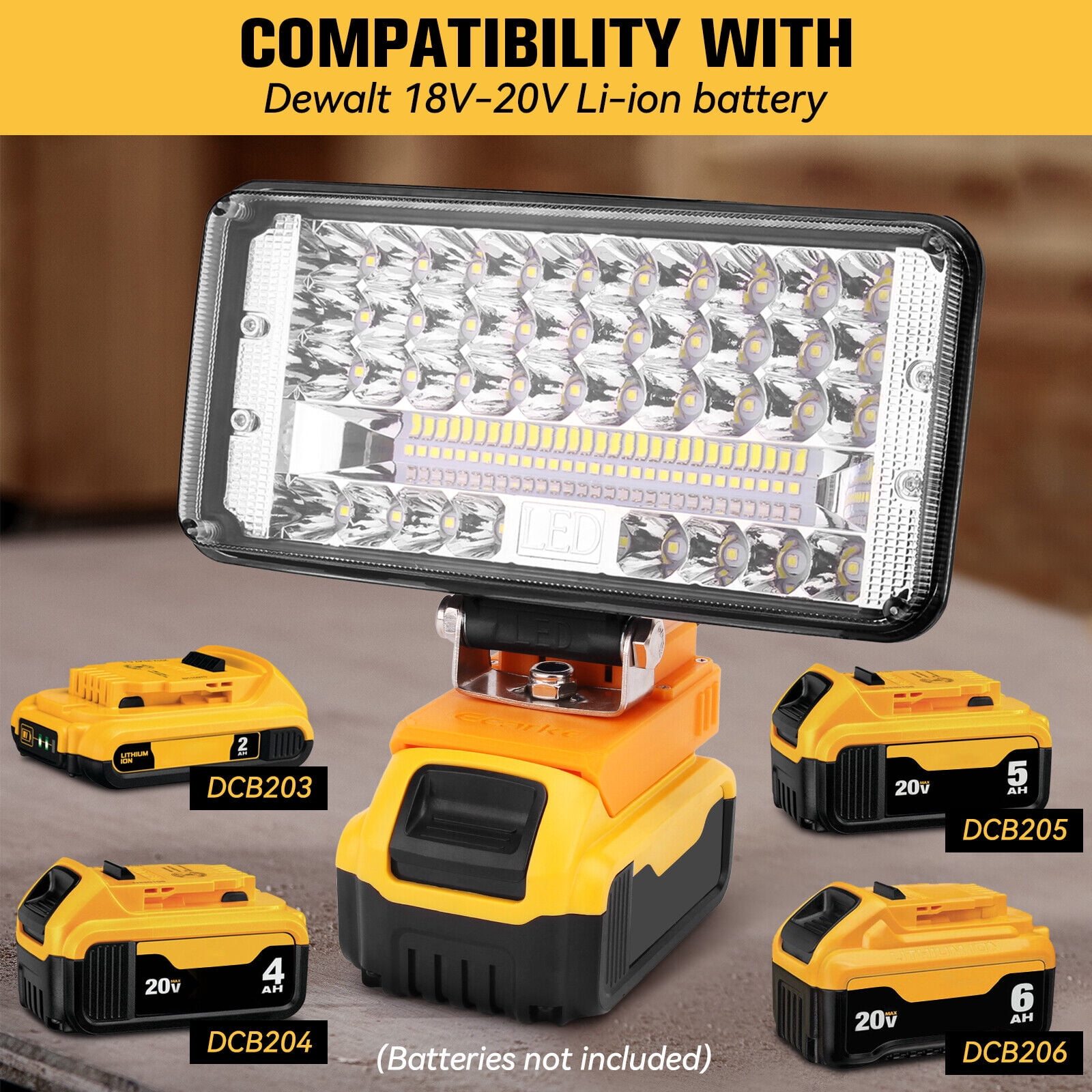 Ecarke USB Rechargeable Work Light 6800 Lumen LED Portable for Dewalt