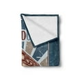 thumbnail image 2 of Vintage Soft Flannel Fleece Blanket, Emblem with English Bus on Grunge Background Retro Hand Drawn Sketchy Artwork, Cozy Plush for Indoor and Outdoor Use, 70" x 90", Blue Red Beige, by Ambesonne, 2 of 5