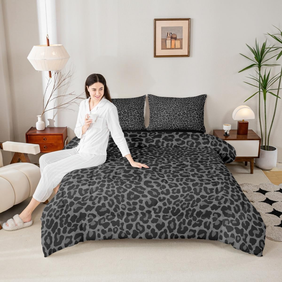 Feelyou Leopard Print Twin Comforter Sets, Modern Fashion Bedding Set, 2pcs