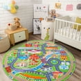 thumbnail image 4 of Socofuz Kids Town City Road Map Activity Round Area Rug,Circle 47 inch Children Carpet for Children's Bedrooms and Playrooms, 4 of 9